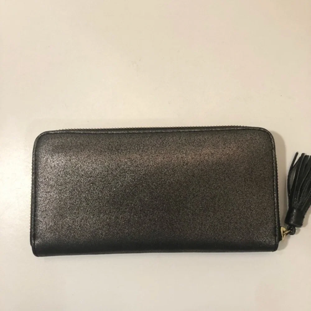 Fossil black shimmer tassel clutch bag wallet